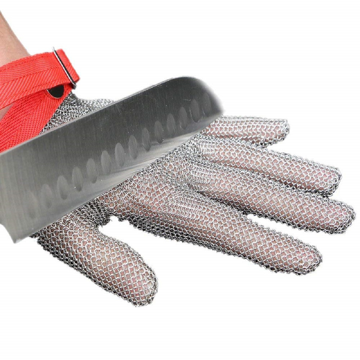 Deliwear Food Grade 316L Brushed Stainless Steel Mesh Cut Resistant Chain Mail Gloves meat cut butcher glove