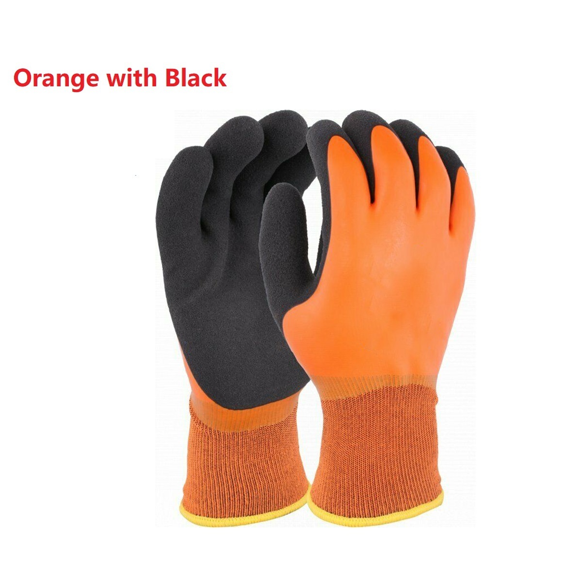 100% Waterproof Black Nitrile Gloves Work Safety Double rubber coated Fully latex dip Winter Fleece lined Outdoor Custom logo