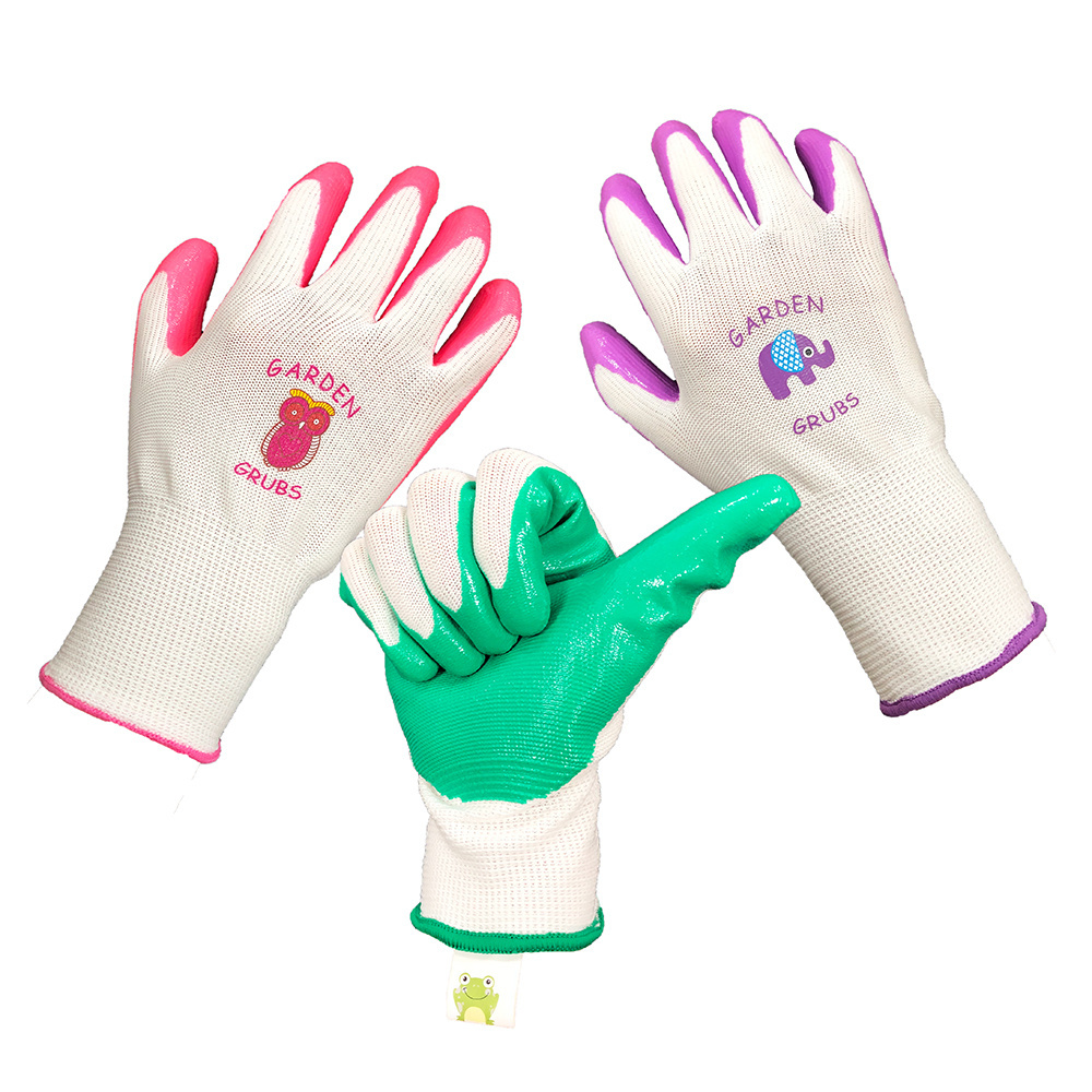 Premium Custom Anti Slip Grip Nitrile Coated Ladies Kids Garden Gloves Children Gardening Work Weeder Gloves