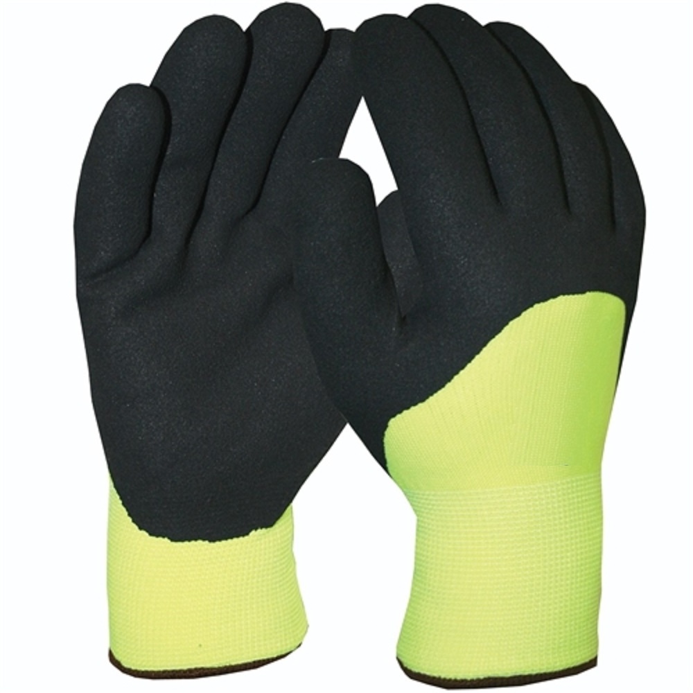 Cold Weather Freezer Work Gloves 2 Ply Thermal lined Insulated Rubber Palm coated Freezer frozen food hand safety glove