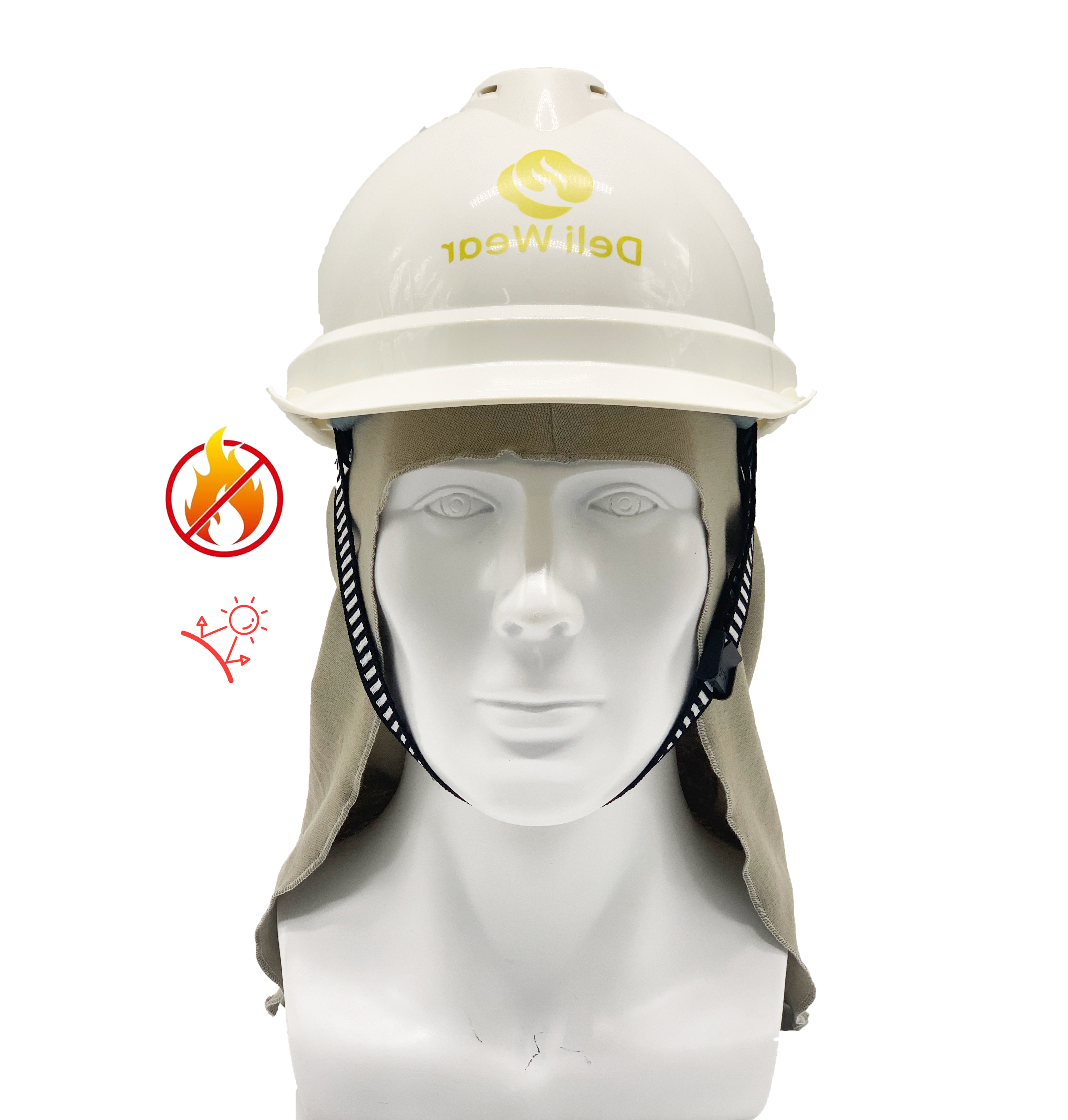 CAT 2 100% cotton Electrician Welding Flame resistant FR Neck shade Helmet hard hat lining Sun shade over helmet cover head