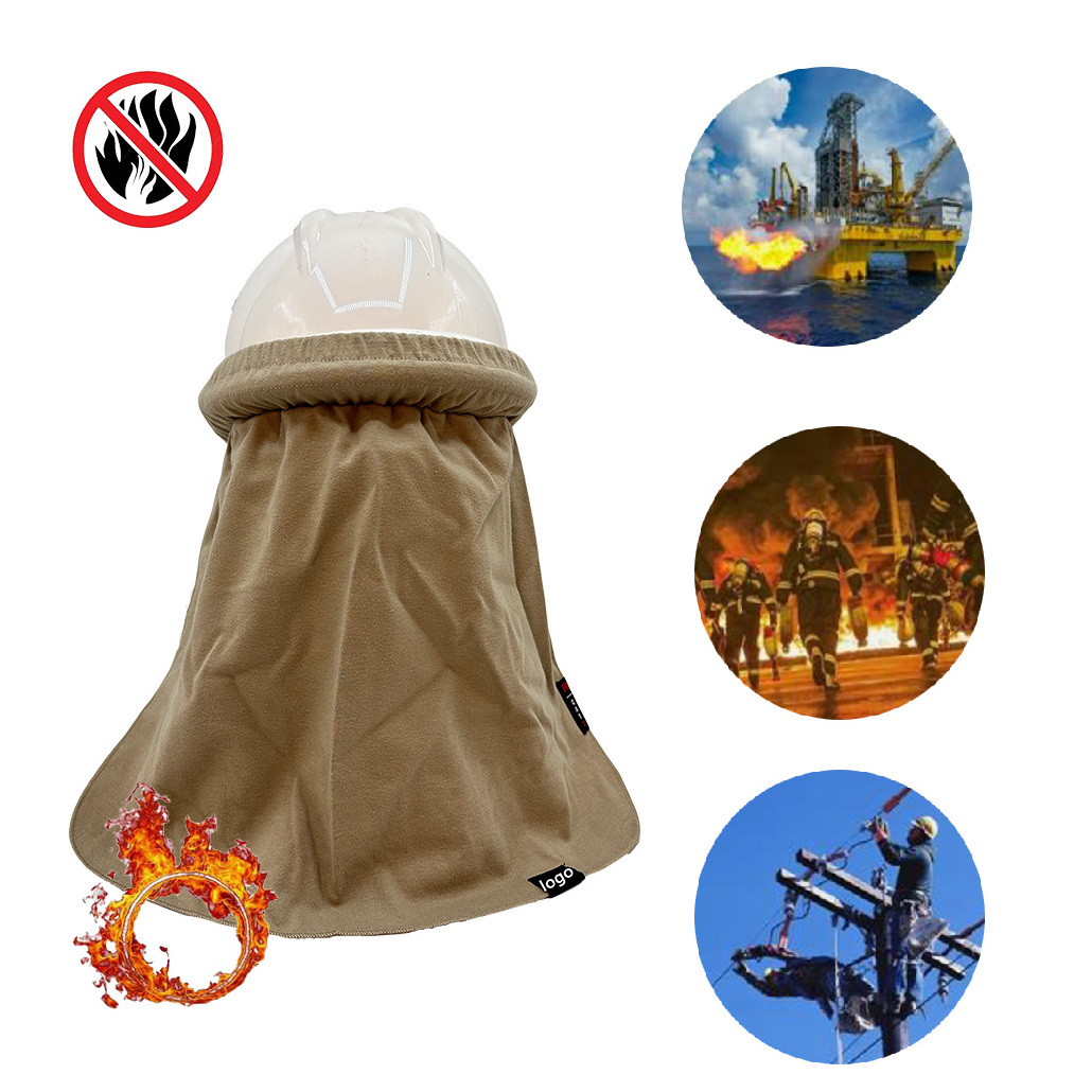 Private Label FR Sunhade Sun Protection Helmet Hard Hat Neck Shade Cover Neck Head Flame Retardant Summer Welding Sunshade