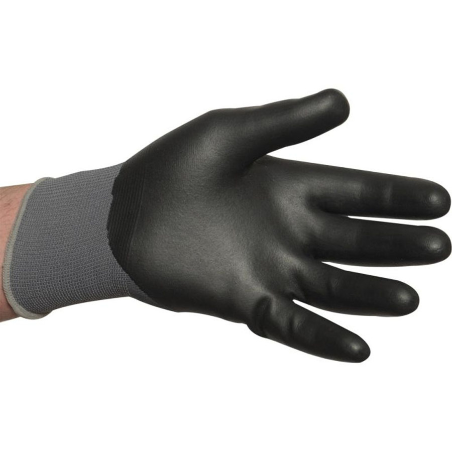 Custom logo Black Grip work gloves Micro foam Nitrile Palm Coated 15 Gauge Nylon Gray Safety gloves Mechanic Waterproof