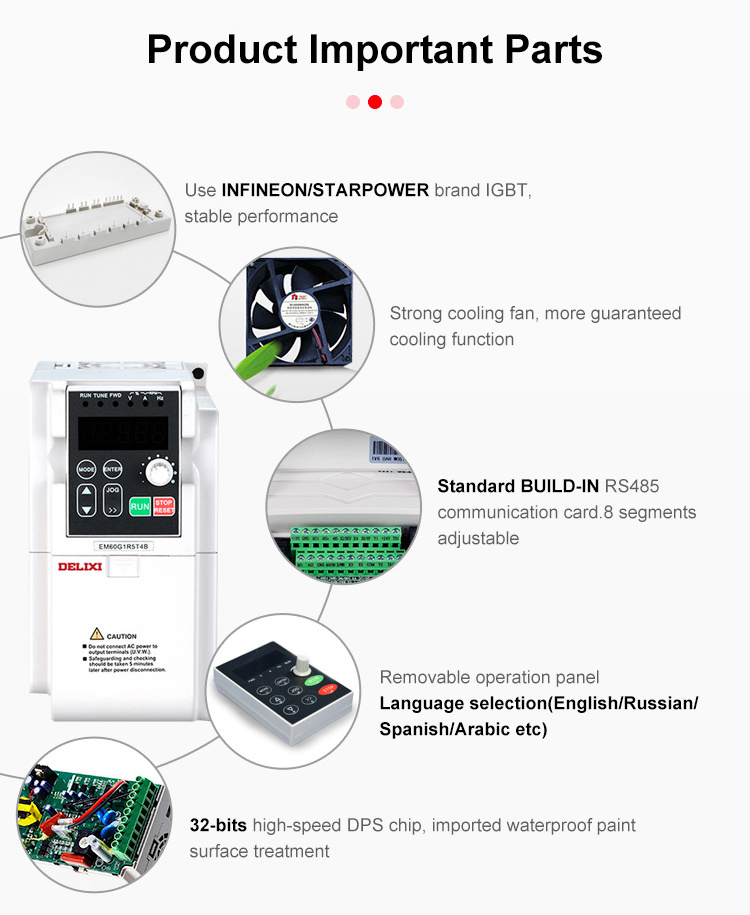 DELIXI VFD 4kw 220v 1 phase vfd variable frequency drive variable frequency inverter AC motor speed controller