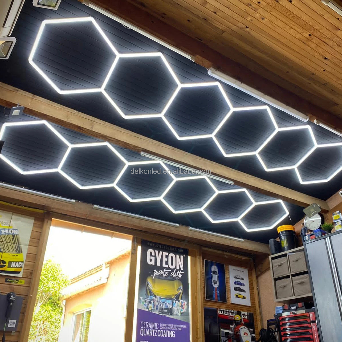 Delkon Led Hexagon Honeycomb Car Detailing Lights Garage Light Hexagon LED Detailing Light