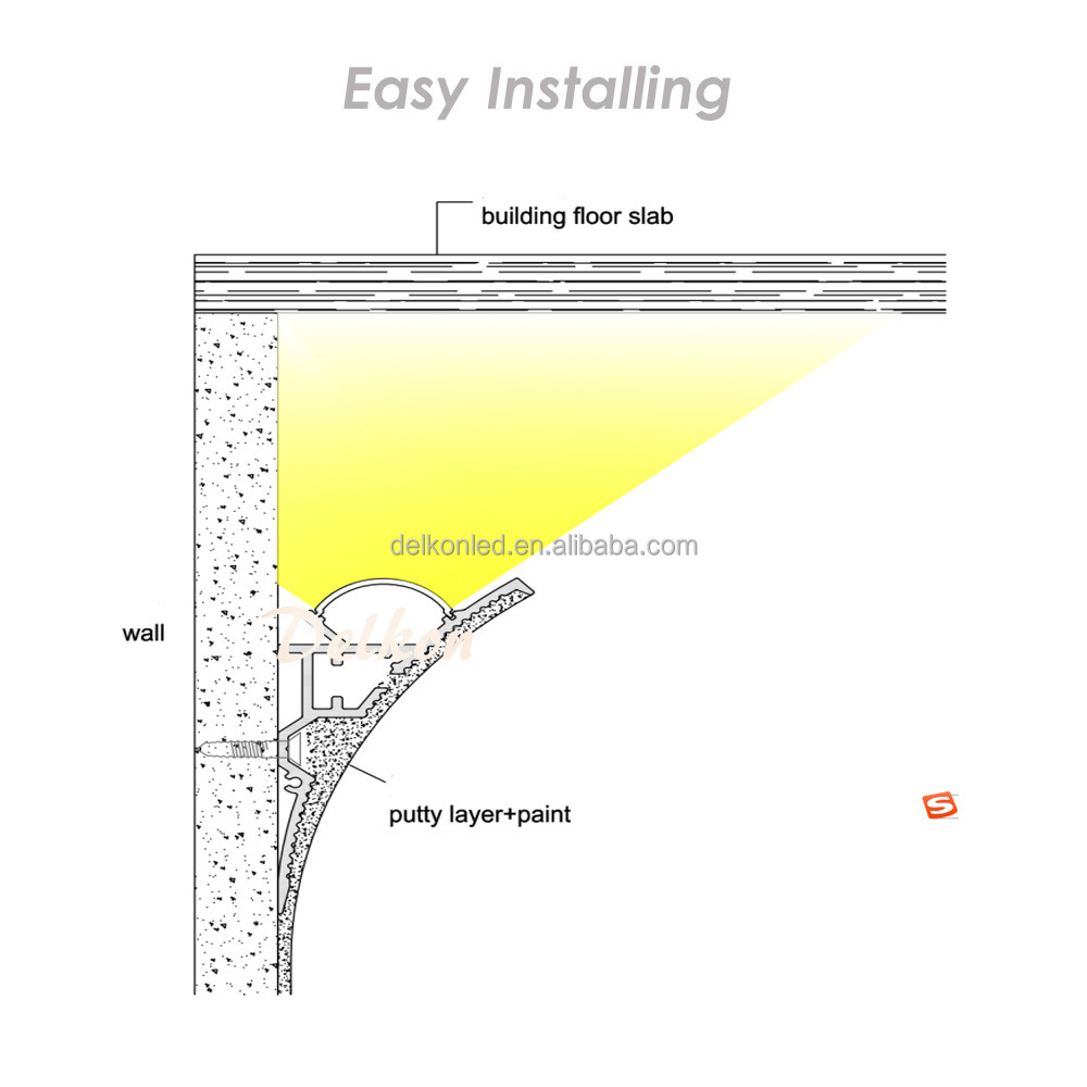 60*37mm LED Wall Ceiling Light Aluminum LED Drywall Plaster In Profile Channel for 8-10mm Width LED Strip Light