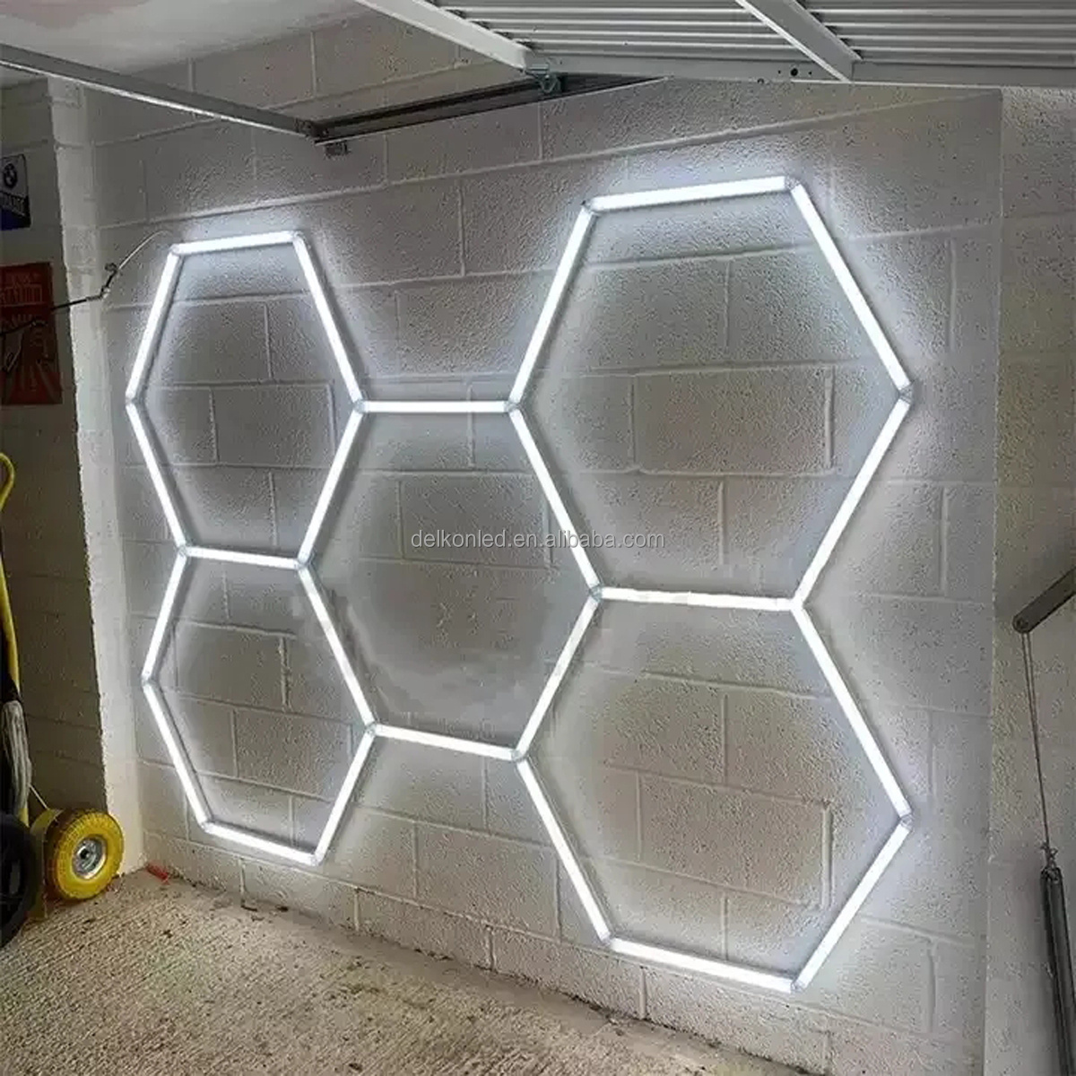 Delkon hexagonal led light easy installation garage hexagon lighting led car detailing lights