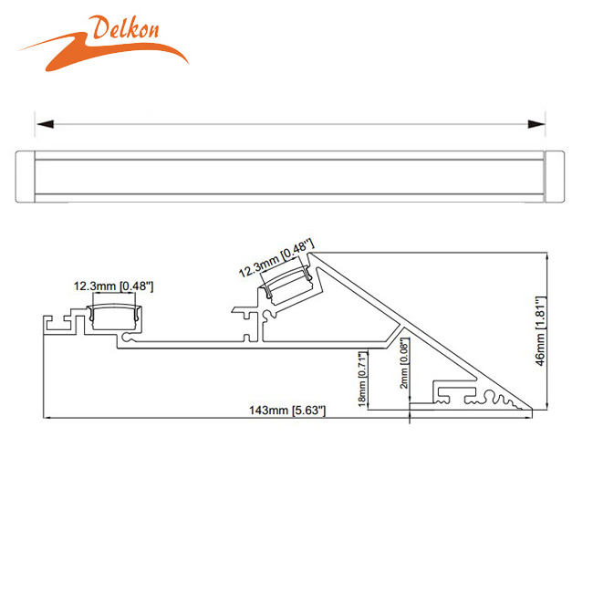 143*46mm Trimless Drywall Ceiling LED Aluminum Profile Wall Ceiling LED Profile Direct and Indirect Lighting