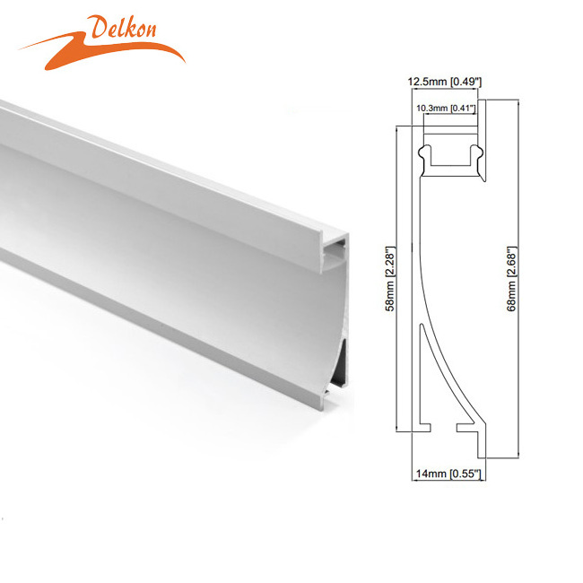 Delkon 68*14mm 10mm Inner Width  LED Skirting Aluminum Profile Wall Foot Line Baseboard Lighting