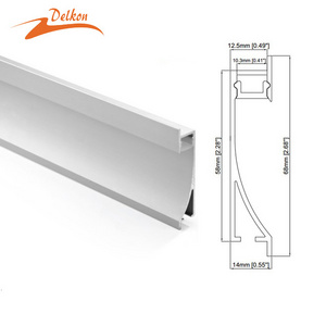 Delkon 68*14mm 10mm Inner Width  LED Skirting Aluminum Profile Wall Foot Line Baseboard Lighting