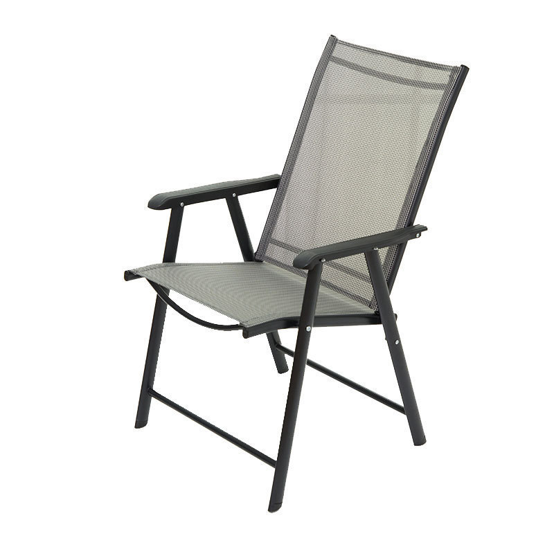 Portable Folding Recliner Metal Outdoor Patio Chaise Lounge Chairs with Adjustable Backrest Black