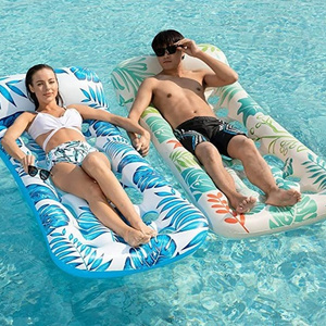 Inflatable Pool Float Mat Pool Floats Adult Size with Headrest Lake Float Raft Water Lounger