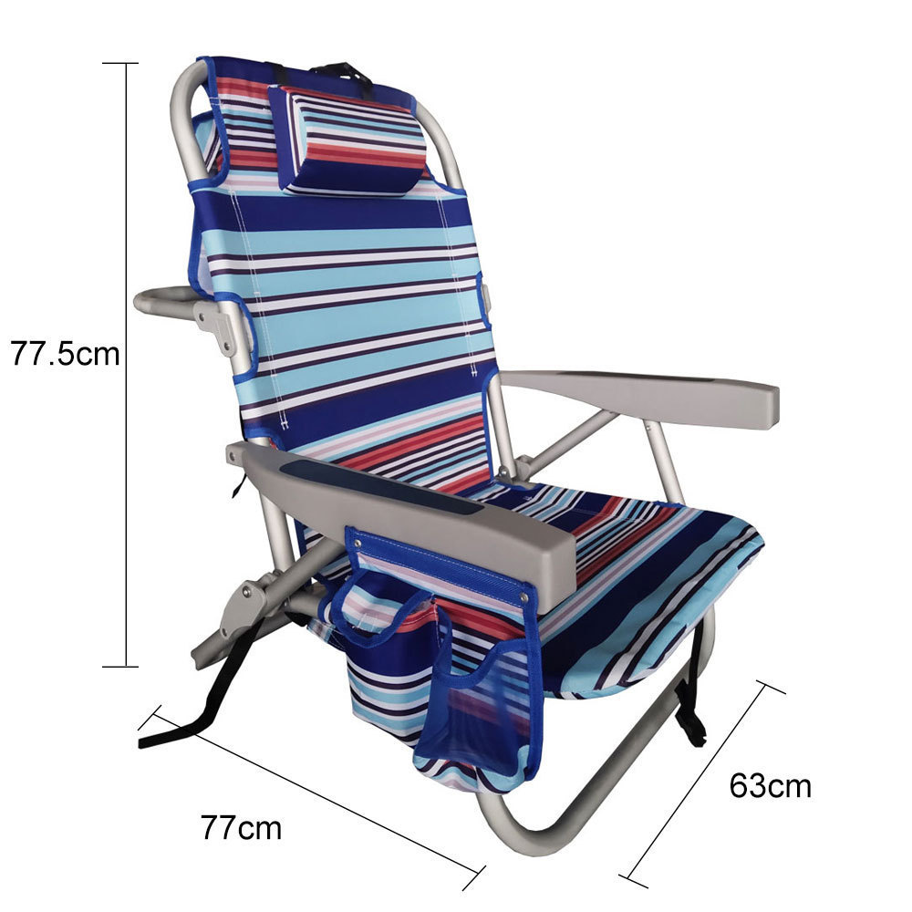 Customizable 5 Position Classic Lay Flat Folding Backpack Beach Chair