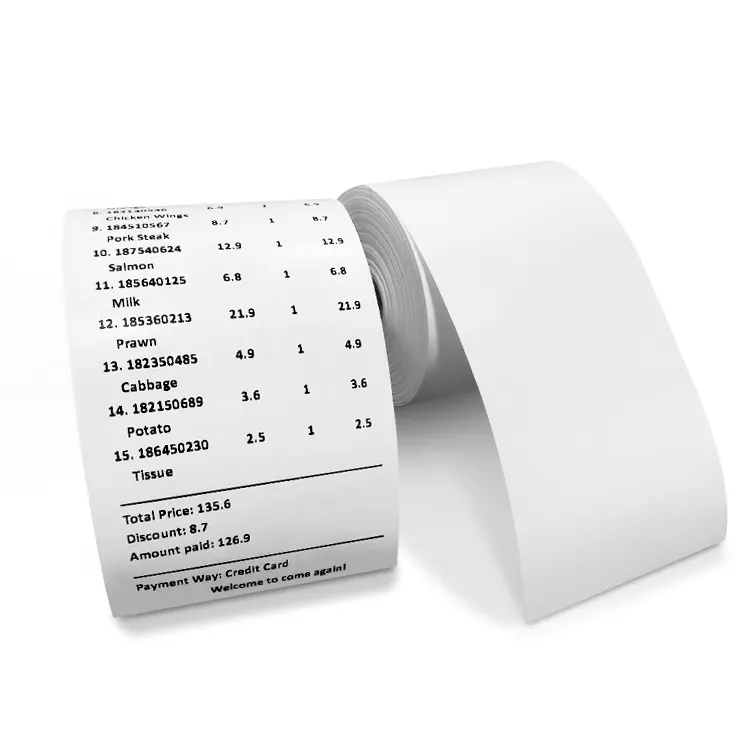 Factory customized POS cash register thermal paper rolls 57*40 80 x 80 thermal paper rolls jumbo thermal paper size 3 1/8 x 230