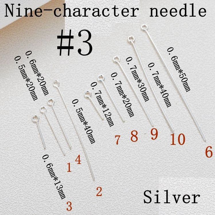 Spot wholesale S925 sterling silver T-head pin 9-pin DIY jewelry jewelry bracelet