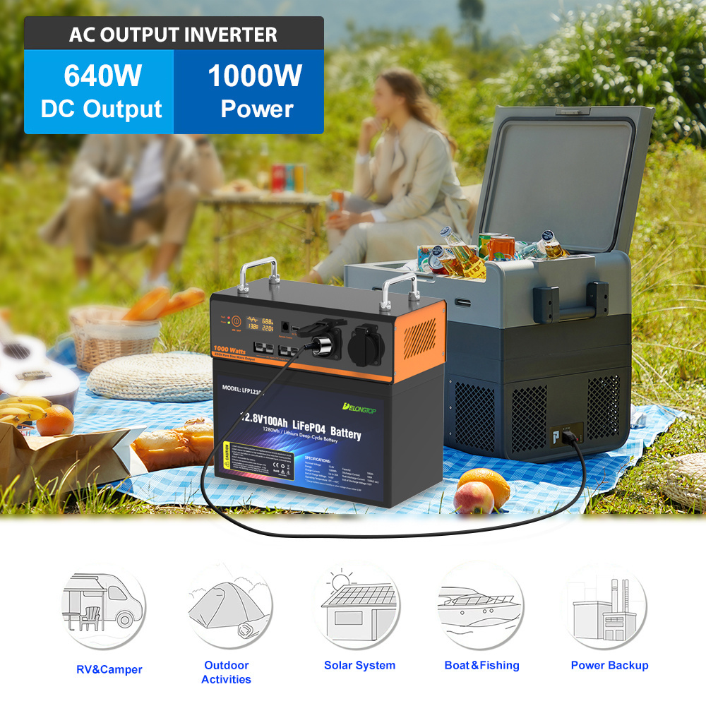 Plug and Play 1 kwh 12v 100ah Storage System Battery With 1000W AC Output Inverters For Outdoor Emergency