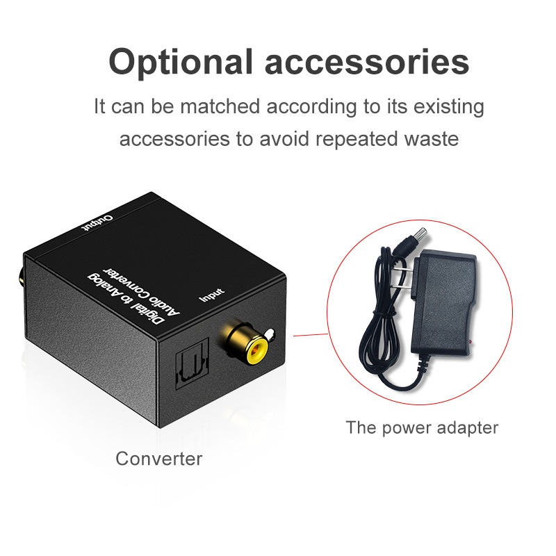 Digital Optical Coax Coaxial Toslink to Analog RCA L/R Audio Converter Digital to Analog Audio Converter