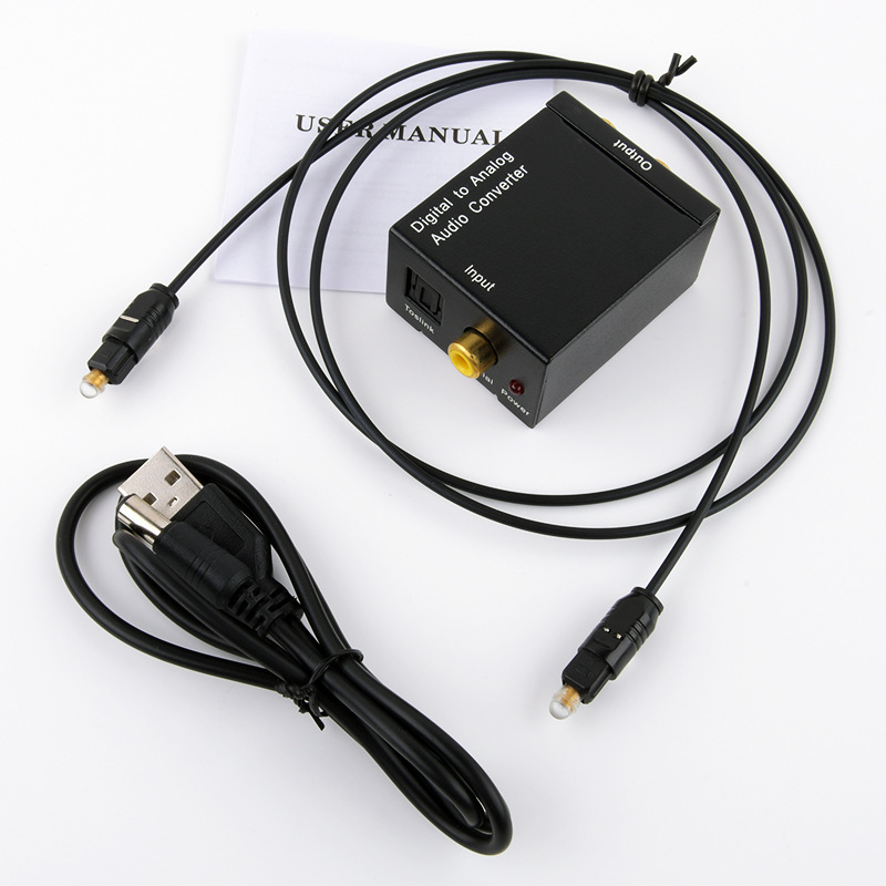 Digital Optical Coax Coaxial Toslink to Analog RCA L/R Audio Converter Digital to Analog Audio Converter