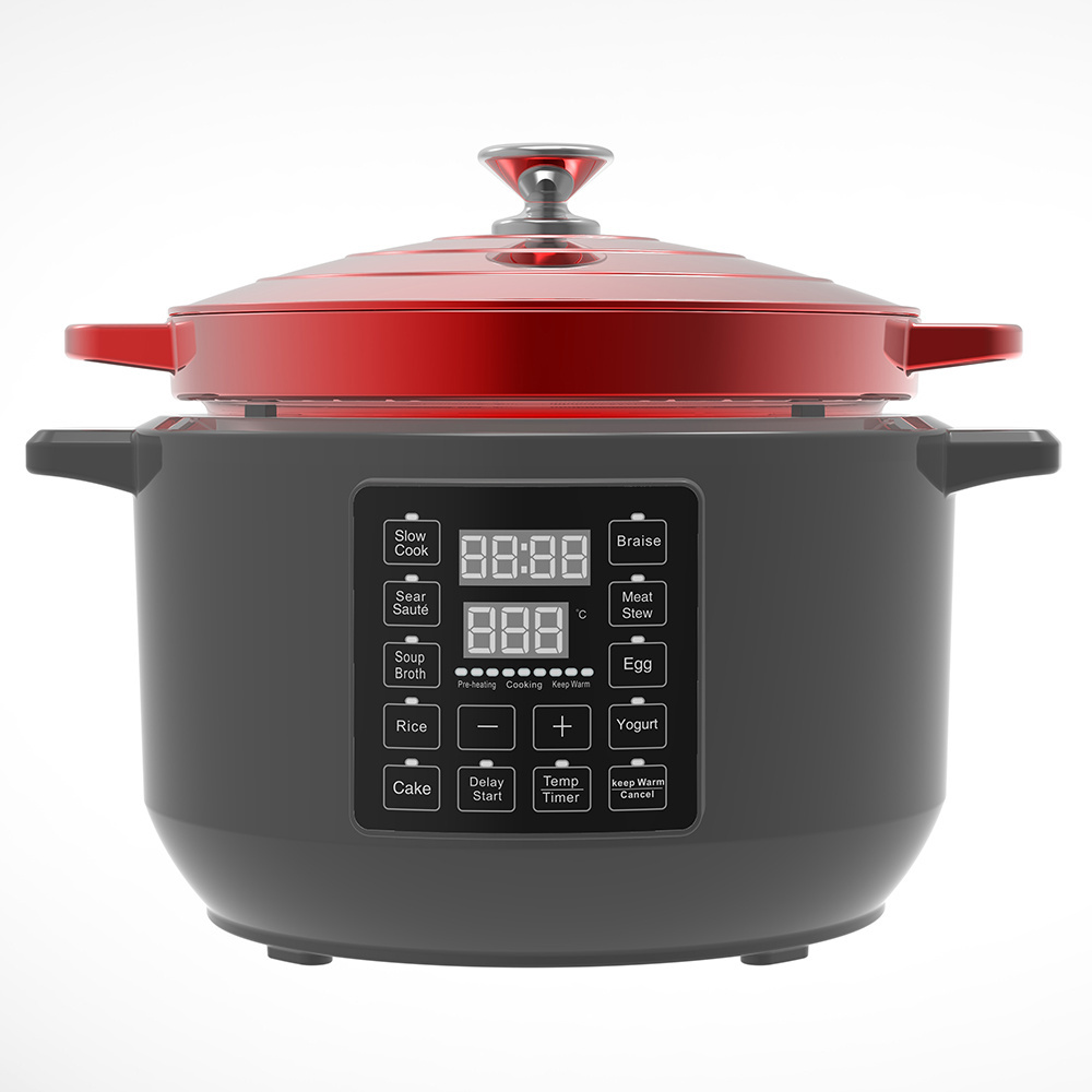 6L 1500W 10 in 1 Instant Enameled Braise Slow Enamel Iron Cast Cookware Food Warmer Cooking Pot Slow Cook Electric Dutch Oven