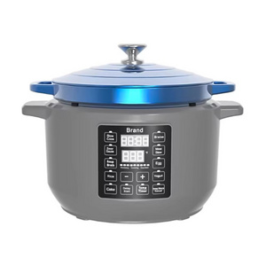 6L 1500W 10 in 1 Enameled Cast Iron Casserole Dish Multi Cooker Food Warmer Cooking Pan Cookware Electric Dutch Oven