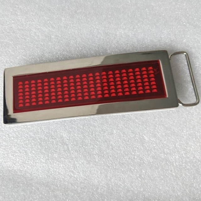 Red 7X21pixel scrolling message led buckle with back cover message changing buckle led flashing light belt buckle