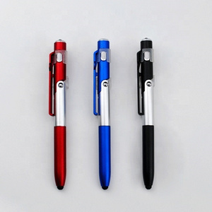 Novelty and Promotional Pen Use LED ballpoint pen with flashlight and bracket for mobile phone function