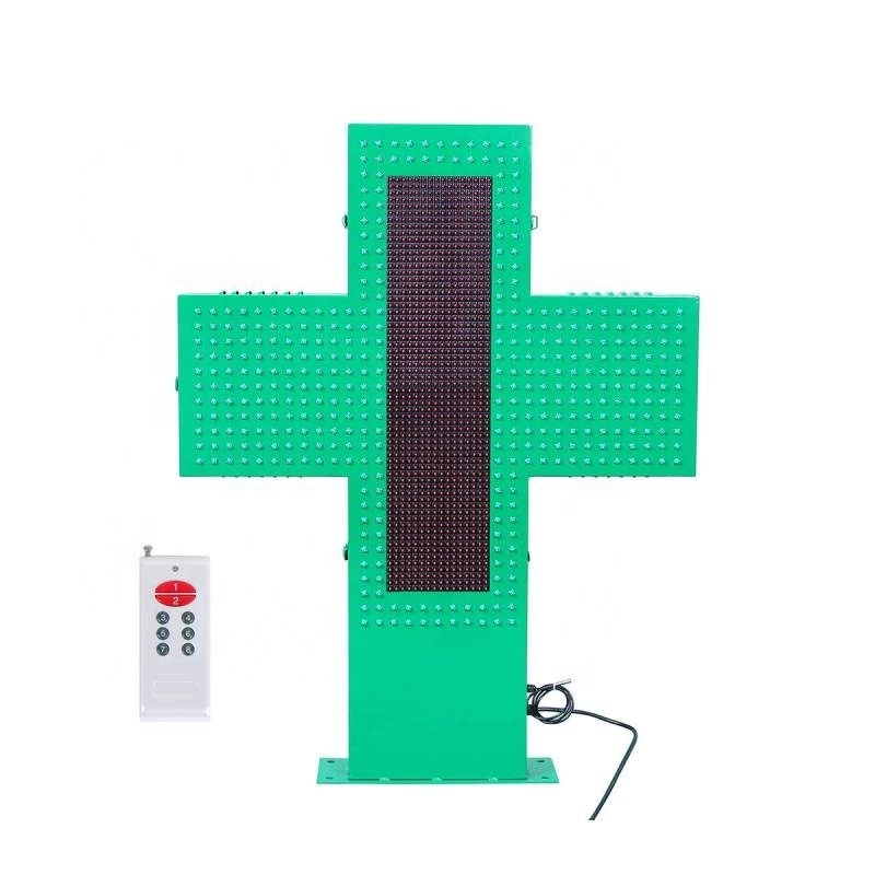 CE RoHS Outdoor Usage 80X80cm WIFi led pharmacy cross display sign with remote control