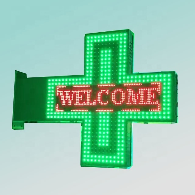 CE RoHS Outdoor Usage 80X80cm WIFi led pharmacy cross display sign with remote control