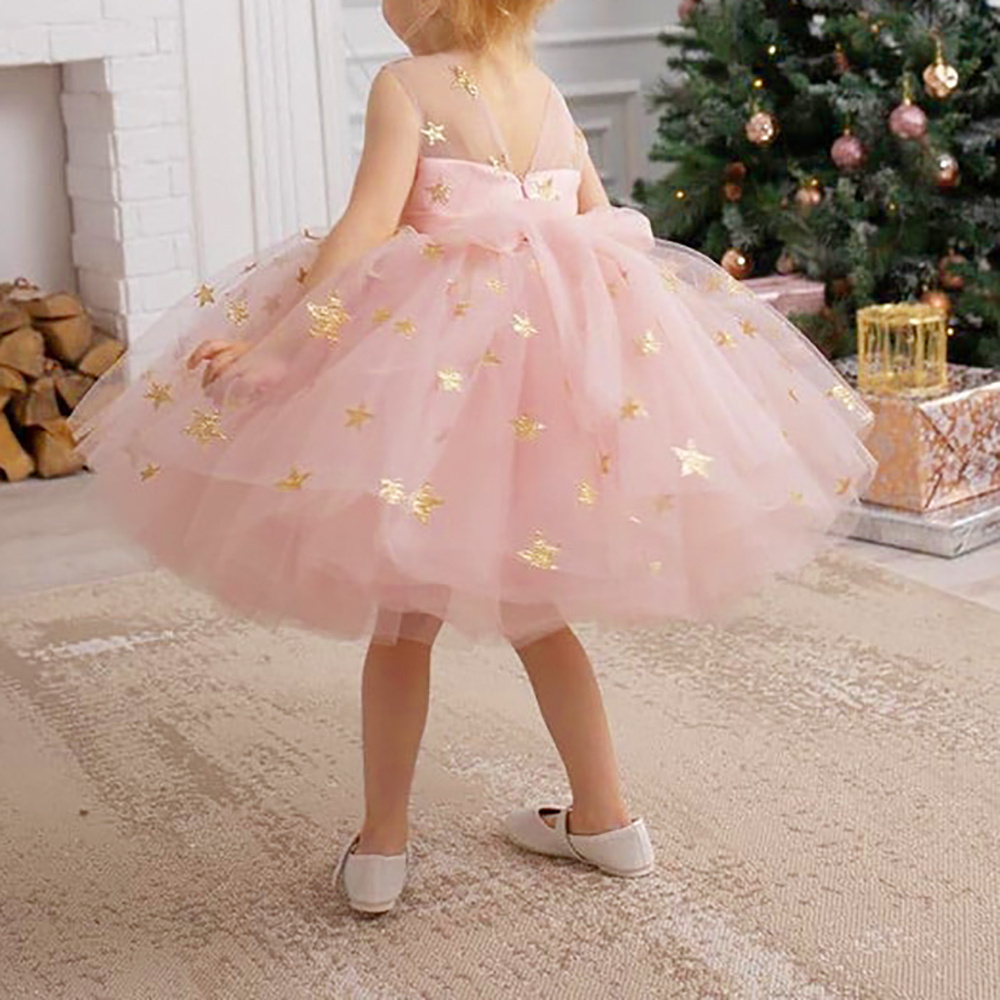 Summer Elegant Toddler Baby Kid Girl Tutu Dress Rainbow Tulle Bow Tutu Party Wedding Birthday Dresses