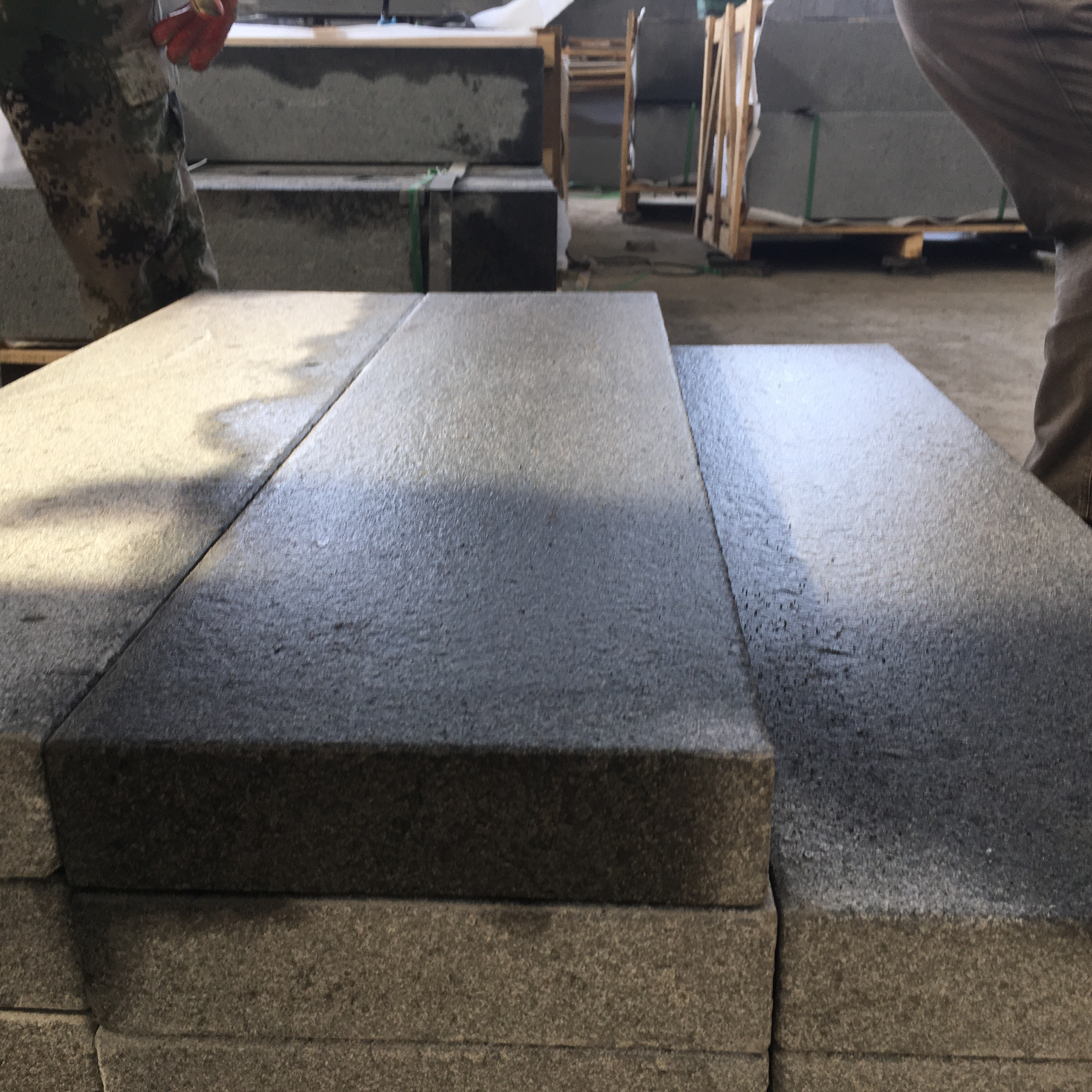 Dark grey natural granite stairs blocks for the outdoors