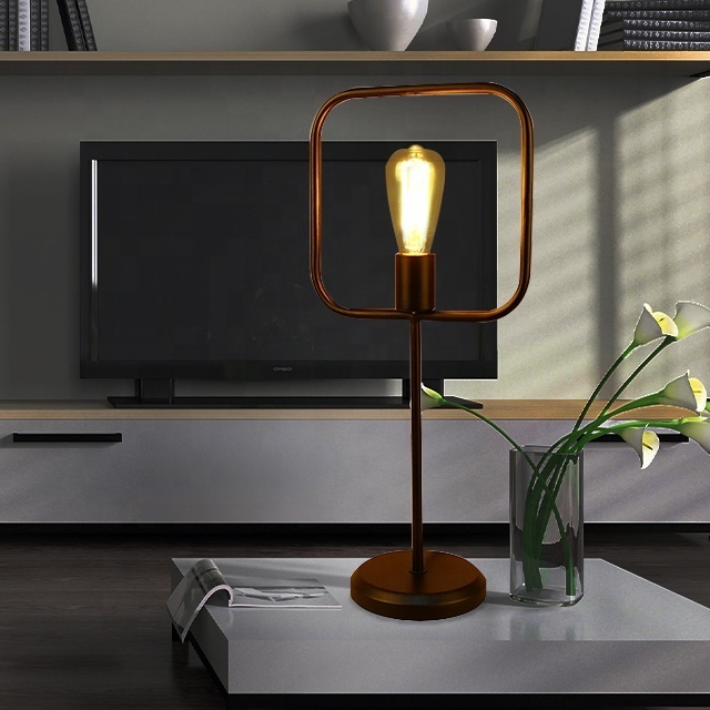 Home Decor Bedside Silhouette Table Lamp Edison Filament Led Bulb Reading Lamp Square Matt Black Desk Lighting Living Room Lamp