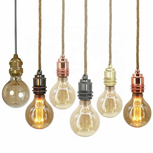 Hemp Rope Bulb Decoration Vintage Chandelier Pendant Light Kitchen Lighting Pendant Hanging decorative light For Restaurant