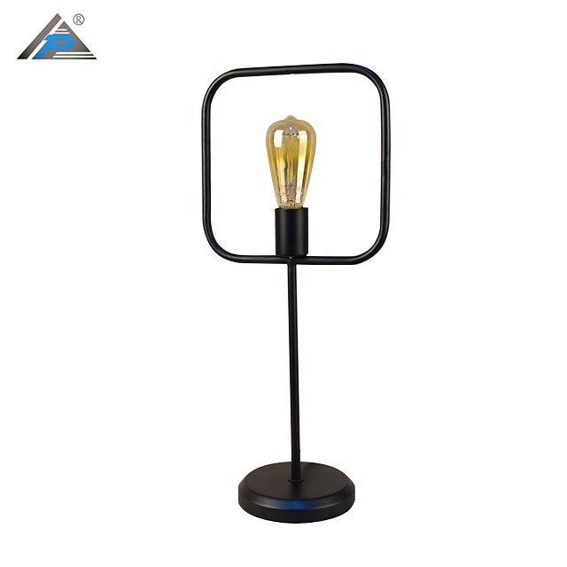 Home Decor Bedside Silhouette Table Lamp Edison Filament Led Bulb Reading Lamp Square Matt Black Desk Lighting Living Room Lamp