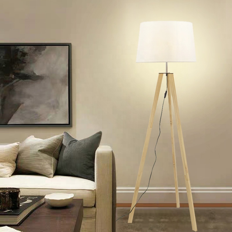 Wood Bamboo Tripod Floor Lamps Home Decor Bedroom Decoration Fabric Modern Luxury Designed Natural for Living Room Hotel Home