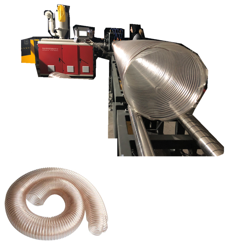 PU reinforcement spiral air duct extrusion line copper wire reinforcement PU spiral pipe extrusion machine