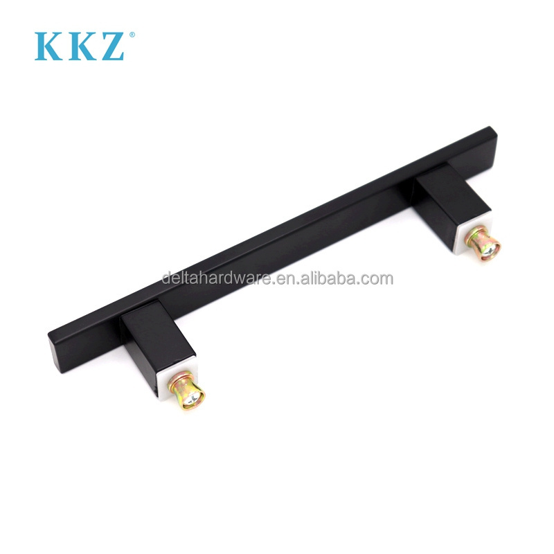 KKZ Modern Style Bathroom Shower Door Glass Sliding Handle Black Stainless Steel ladder 8