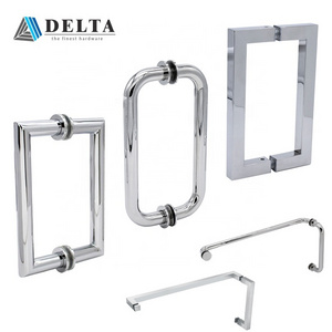 High quality shower brass internal glass pull handle square 6/8 inches stainless steel 304 door handle