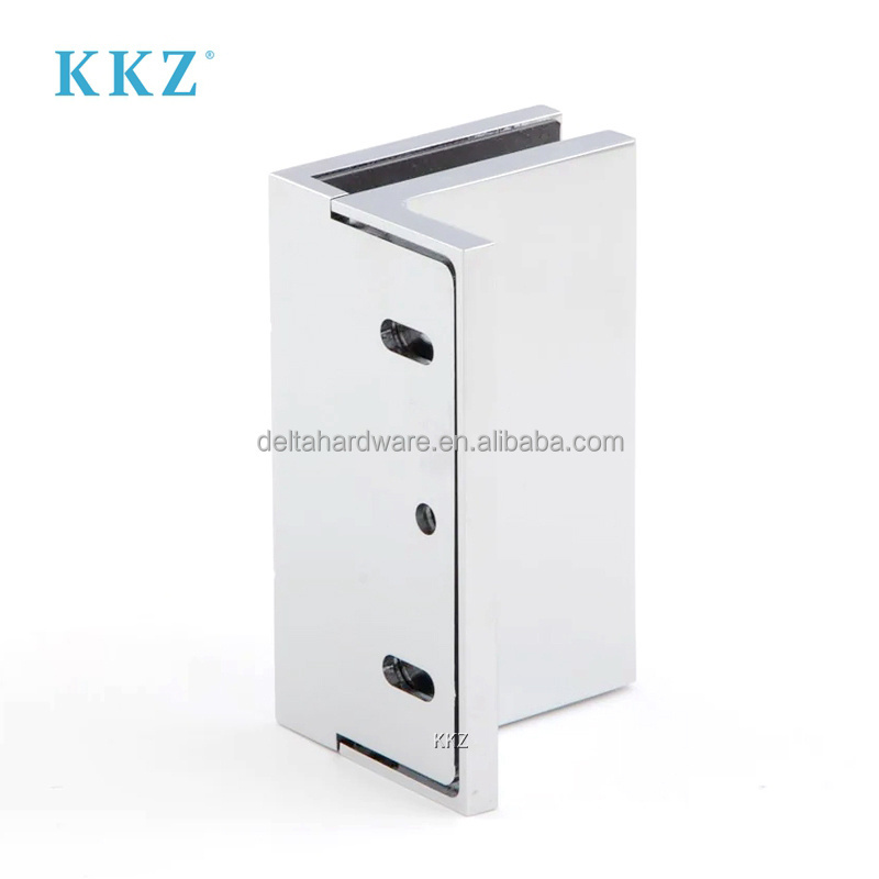 KKZ Polished Chrome Brass Statesman Bracket Corner Connector 90 Degrees Glass To Wall With Cover Shower Clamp