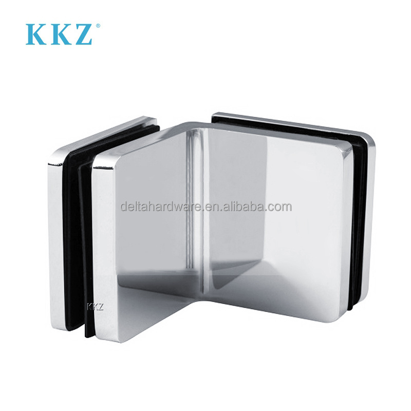 KKZ 180 Degree Shower Room Brass With Cover Connector Clip Double Fixed Glass To Glass Corner Clamp