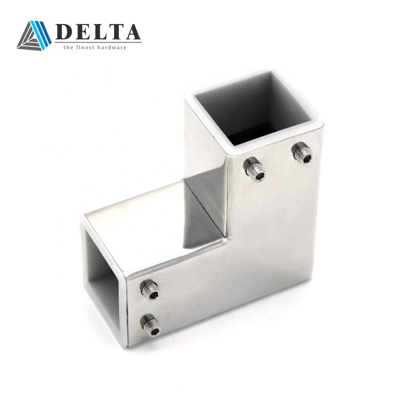 Bathroom square steel tube connectors for glass to glass corner clip