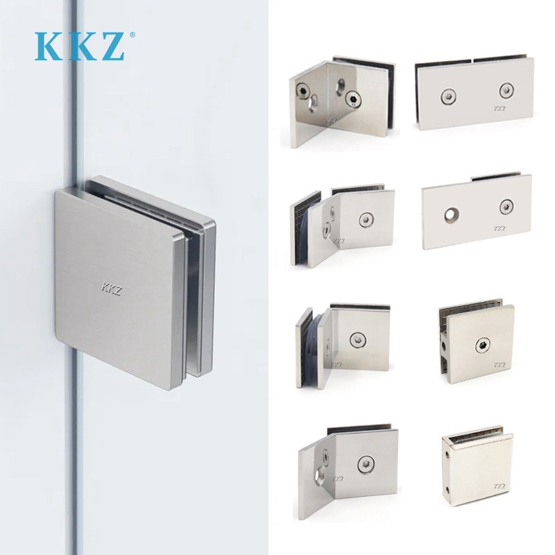 KKZ Bathroom Fastener Wall To Glass Mount Clamp Frameless Tempered Glass Shower Stainless Steel Clip