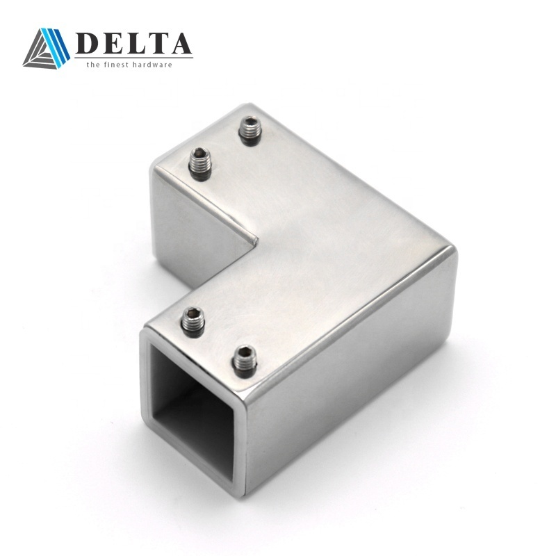 Bathroom square steel tube connectors for glass to glass corner clip