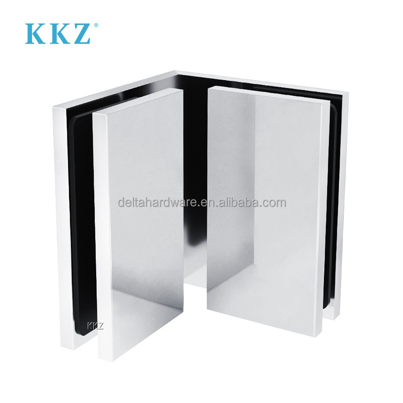 KKZ 180 Degree Shower Room Brass With Cover Connector Clip Double Fixed Glass To Glass Corner Clamp