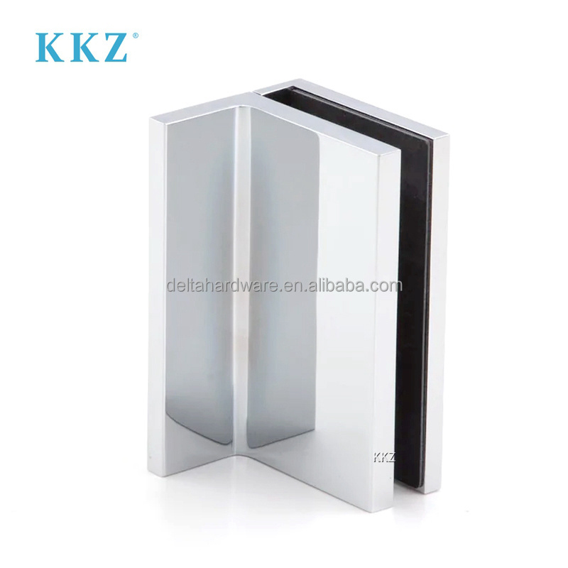 KKZ Polished Chrome Brass Statesman Bracket Corner Connector 90 Degrees Glass To Wall With Cover Shower Clamp