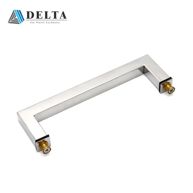 High quality shower brass internal glass pull handle square 6/8 inches stainless steel 304 door handle