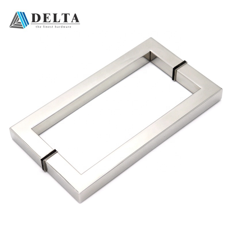 High quality shower brass internal glass pull handle square 6/8 inches stainless steel 304 door handle