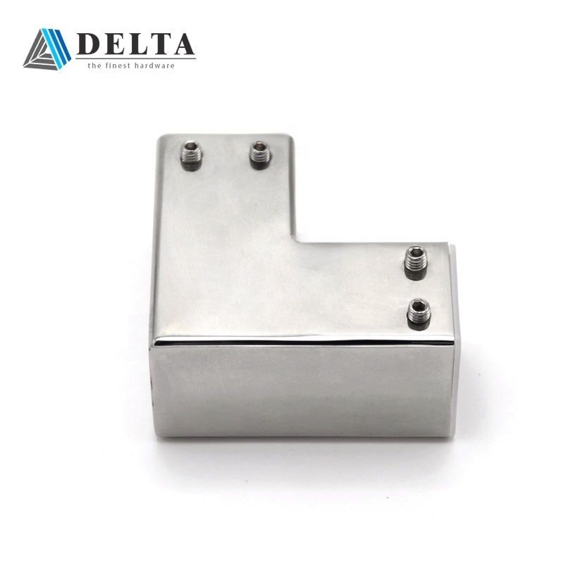 Bathroom square steel tube connectors for glass to glass corner clip