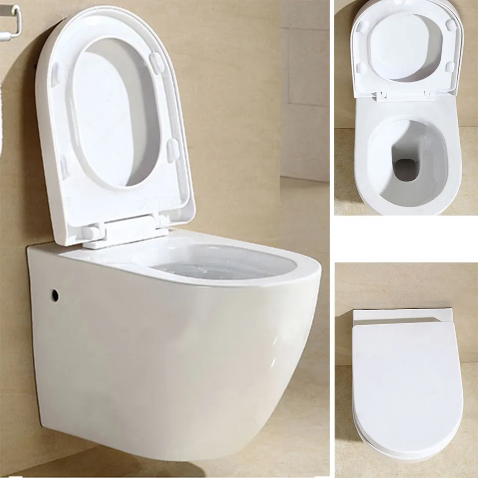 Ceramic Wc Rimless Wall Hung Toilet with Bidet Wholesale Bathroom White Sale Cover Style Tank Modern Piece Pattern Rohs