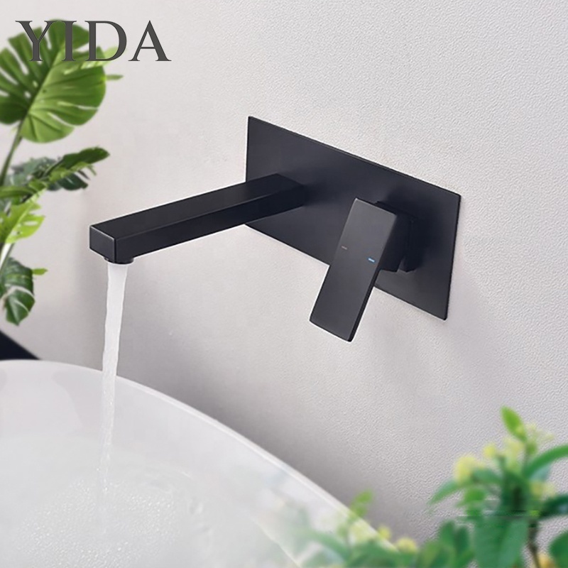 Modern Wall Basin Matte Black Tap Water Mixer Bridge Faucet