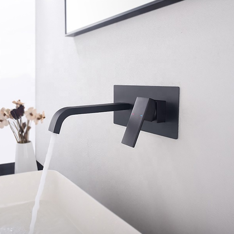 Modern Wall Basin Matte Black Tap Water Mixer Bridge Faucet